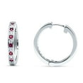 thumbnail image 1 of Blue Apple Co. Minimalist Huggie Hoop Women Earrings Simulated Ruby 925 Sterling Silver, 1 of 5