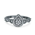 thumbnail image 1 of Blue Apple Jewelry Co. Black Tone, CZ Teardrop Halo Art Deco Ring Pear Wedding 925 Sterling Silver, 1 of 7