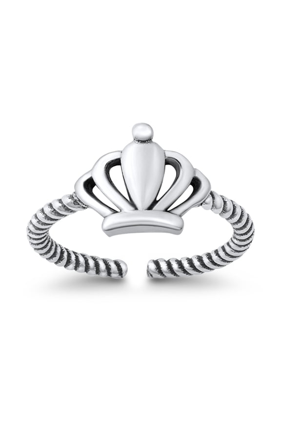 Co. Crown Toe Band Ring 925 Sterling Silver Thin Adjustable Women Rings