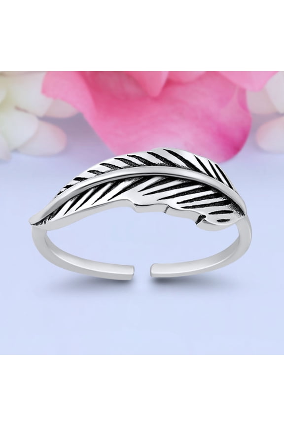 Co. Feather Toe Band Ring 925 Sterling Silver Thin Adjustable Stylish for Women