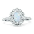 thumbnail image 1 of Blue Apple Jewelry Co. Floral Oval Vintage Women Engagement Ring White Opal 925 Sterling Silver, 1 of 5