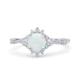 thumbnail image 1 of Blue Apple Jewelry Co. Halo Art Deco Rhodium Round Lab Created Opal Ring 925 Sterling Silver Size 7, 1 of 5
