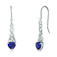 thumbnail image 1 of Blue Apple Jewelry Co. Heart Triquetra Earrings Simulated Blue Sapphire 925 Sterling Silver, 1 of 5