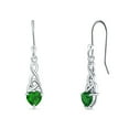 thumbnail image 1 of Blue Apple Jewelry Co. Heart Triquetra Earrings Simulated Green Emerald 925 Sterling Silver, 1 of 5