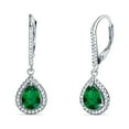 thumbnail image 1 of Blue Apple Jewelry Co.Pear Teardrop Earrings Simulated Green Emerald 925 Sterling Silver, 1 of 5