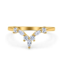 Blue Apple Jewelry Co. Yellow Tone CZ Art Deco Wedding Engagement Eternity Ring 925 Sterling Silver