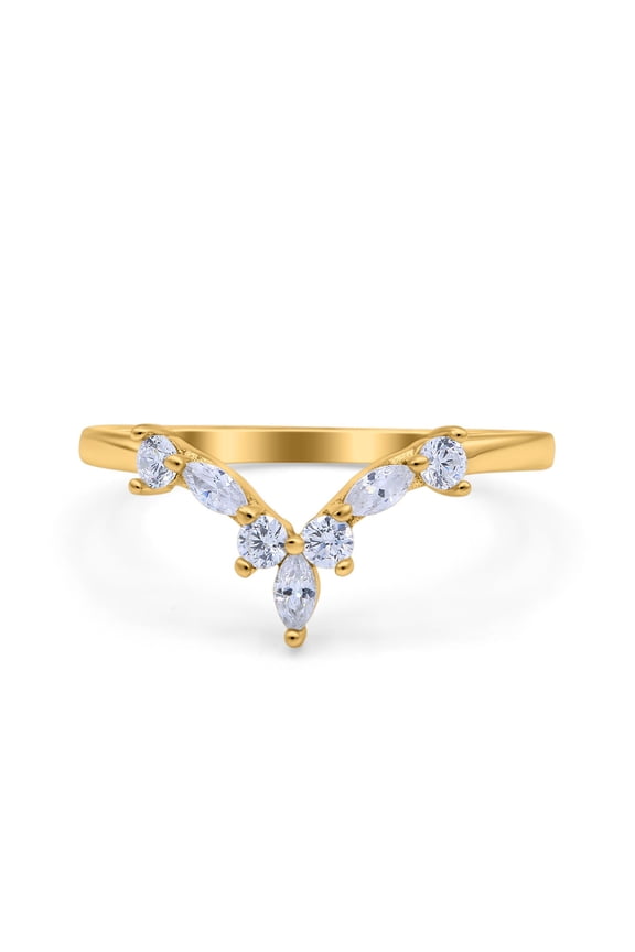 Co. Yellow Tone CZ Art Deco Wedding Engagement Eternity Ring 925 Sterling Silver