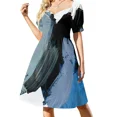 thumbnail image 1 of Blue Aqua And Black Abstract Broad Brush Strokes Sleeveless Dress elegant chic women dresses promotion prom dresses 2024, 1 of 7
