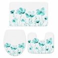 thumbnail image 1 of Blue Aqua Flower Bath Mat 3 Piece Bathroom Rug Set, White Floral Plant Herb Botanical Non Slip Bath Rug Contour Mat and Toilet Lid Cover, Absorbent Shower Mats Soft Bath Rugs and Mats Sets, 1 of 8