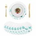 thumbnail image 1 of Blue Aqua Flower Round 15 Inch Placemats Set of 8, White Floral Plant Herb Botanical HeatResistant Non Slip Place Mats for Dining Table, Wipeable Braided Kitchen Table Mats for Housewarming, 1 of 9