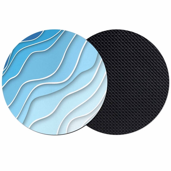 Blue Aqua Ombre Coasters Set of 2, Soft Absorbent Coasters for Drinks, Modern Geometric Abstract Aesthetic Cream Non-Slip Cup Coaster Mat with Rubber Bottom for Home Kitchen Coffee Bar Table Decor 4"