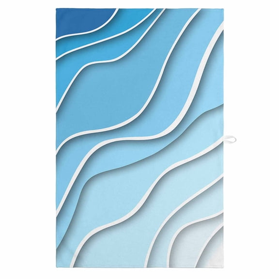 Blue Aqua Ombre Kitchen Towels, Absorbent Microfiber Kitchen Dish Hand Tea Bath Towel, Modern Geometric Abstract Aesthetic Cream Quick Dry Cleaning Cloth Dishclothes Decorative Sets, (1-PC, 18x28)