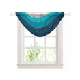 thumbnail image 1 of Blue Aqua Ombre Sheer Waterfall Valance Curtains for Window, Modern Abstract Art Farmhouse Striped Rod Pocket Sheer Topper Swag Curtains for Living Room, Kitchen 38.5"W x 47.2"L, 1 Panel, 1 of 7