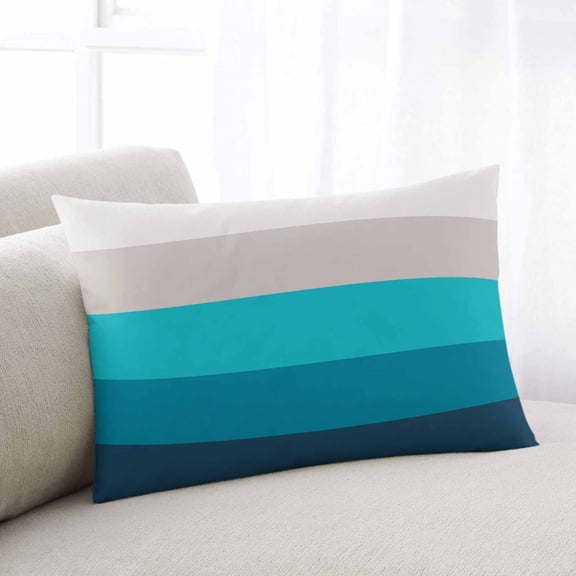 Blue Aqua Ombre Throw Pillow Covers, Modern Abstract Art Farmhouse Striped Soft Breathable Pillow Cases with Invisible Zipper for Sleeping, Standard Pillowcases for Couch Bed Sofa Chair 20x26 Inches