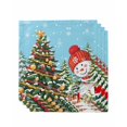 thumbnail image 1 of Blue Aqua Snowman Christmas Cloth Napkins Set of 4 Reusable Dinner Napkins, Xmas Tree Snowflake Cocktail Napkin Washable Table Napkins for Wedding/Holiday Party/Baby Shower 20"x20", 1 of 7