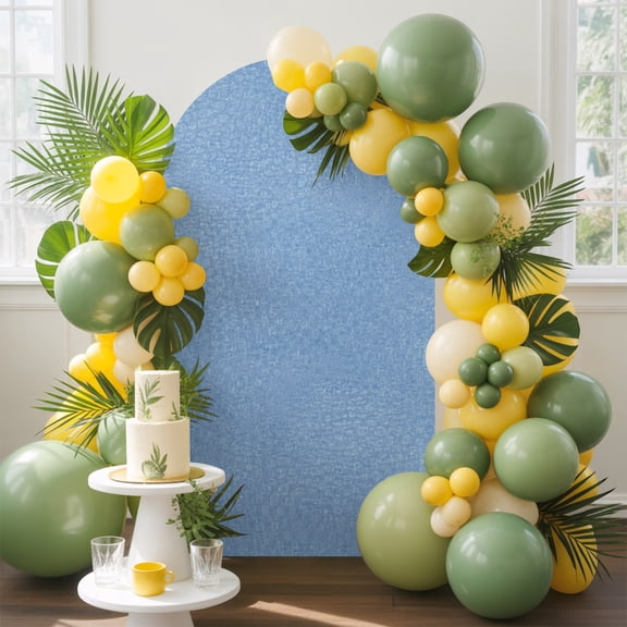 Blue Arch Backdrop Cover, 4FT, Natural Solid Color Organic Mottling Texture Spandex Arch Covers Double-Sided Backdrop for Wedding Birthday Party Photo Background Decoration