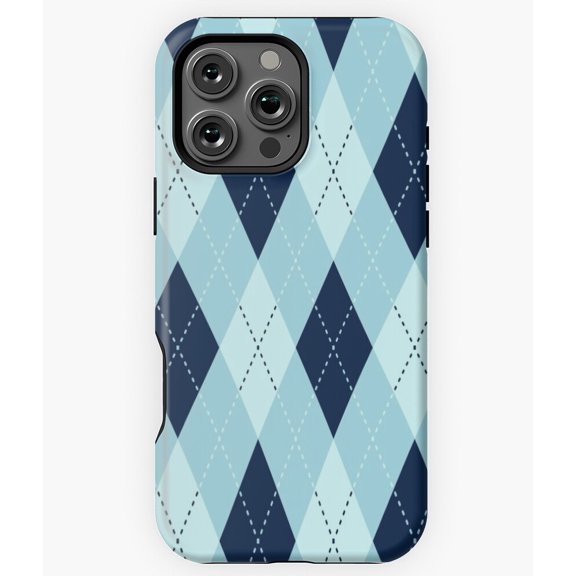 Blue Argyle Geometric Pattern Art N7000 Phone Case for iPhone 17 16 15 14 13 12 11 Pro Max