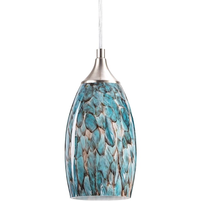 Blue Art Glass Pendant Light with Adjustable Cord for Kitchen Island