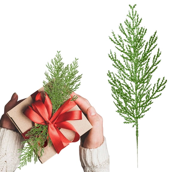 Blue Artificial Cedar Spray Picking Artificial Cedar Branches Dry Christmas Flower Picking Christmas Tree Wreaths Winter Seasonal Flower Arrangement Holiday Decoration,Outdoor Artificial Flowers