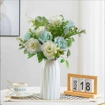 Blue Artificial Diamond Rose Flowers,11.6 Inch Rose Fake Florals Bouquet,5 Forks 10 Mini Roses Home Decoration Flower,Arrangements Indoor Wedding Table Party Decor,Clearance