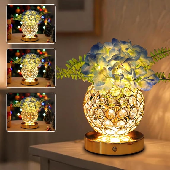 Blue Artificial Hydrangea Flower Lamp, 3 Color Dimmable Touch Control Night Light, Christmas Birthday Gifts for Women, Artificial Hydrangea Flower Table Lamp Decor for Bedroom Bar Coffee Shop Wedding