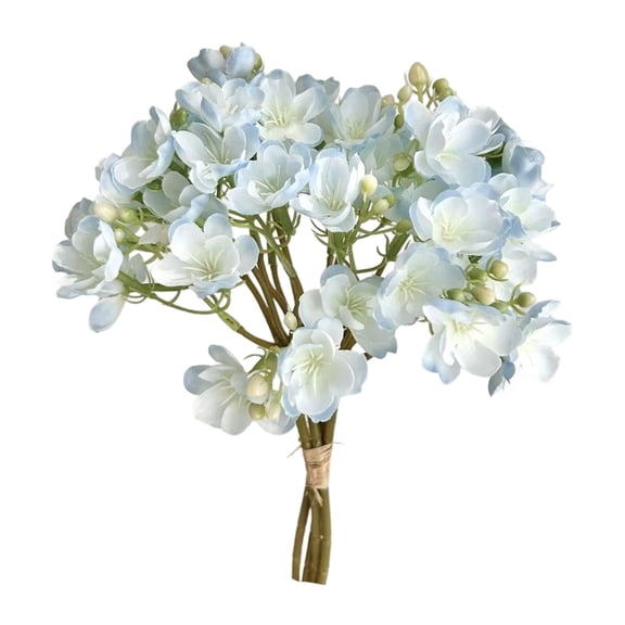 Blue Artificial Jasmine Flowers 4 Stems, Realistic Silk Bouquet for Home Wedding Decor, No Fade Adjustable Stems for Vase or Centerpiece