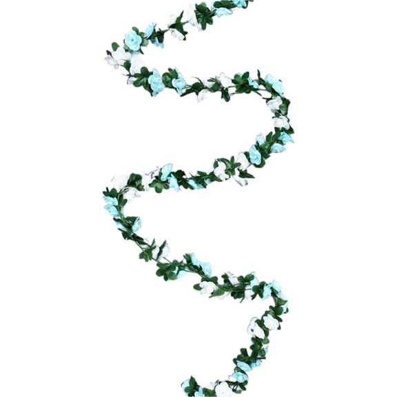 Blue Artificial Rose Vine Wreath 98 Feet Long With 45 Roses For Wedding Decor Valentine'S Day Party And Garden Decoration Made From Plastic Material This Vine Wreath Is Ideal For Floral Ar