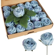 Blue Artificial Roses Fake Blue Roses Heads Fake Flowers for Blue Centerpieces for Tables Blue Artificial Flower Heads Faux Flowers Bulk for Wedding Decorations for Ceremony Blue