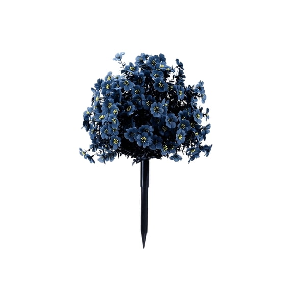 Blue Artificial Topiary Flower Bush Stake, Faux Floral Ball Plant with Ground Spike for Yard Decorations Outdoor Garden Decor 23in