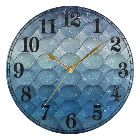 Blue Artistic Pattern Silent Wall Clock 10" Non-Ticking Battery Clock