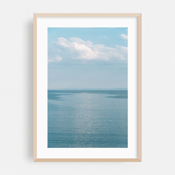 Blue Atlantic - Maine Photography Ocean Minimalist Coastal Water Nature Landscape Scenic Oak Framed Wall Art Print 5 x 7 inches