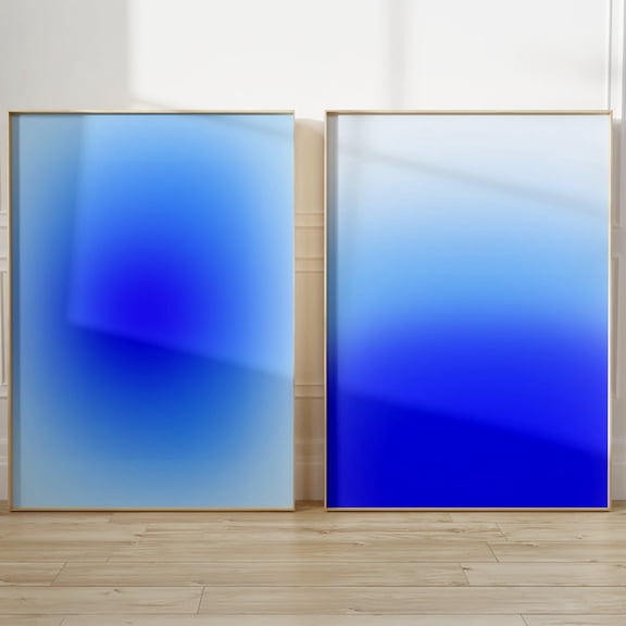Blue Aura Prints Positive Pink Aura Gradient Spiritual Blur Art Set 2 Unframed Paper Print 8x12