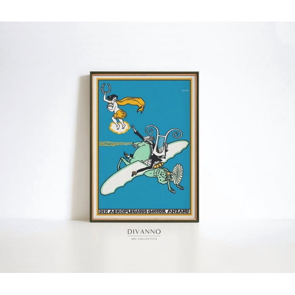 Blue Aviation Print Moriz Jung Vintage Wall Decor Aircraft Wall Art Airplane Exhibition Modern Apartment Decor Art Gift