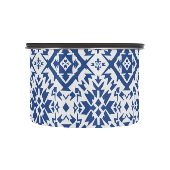 Blue Aztec Art Ornament Airtight Coffee Bean Canister 17oz Food Storage Containers with Lids For Gournd, Tea, Sugar, Flour, Rice, Cereal, Candy Cookie Jar