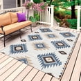 thumbnail image 1 of Blue Aztec Outdoor Rug for Patio/Deck/Porch, Non-Slip Large Area Rug 5 x 8 Ft, Southwest Boho Tribe Abstract Geometric Art Indoor Outdoor Rugs Washable Area Rugs, Reversible Camping Rug Carpet Runner, 1 of 8