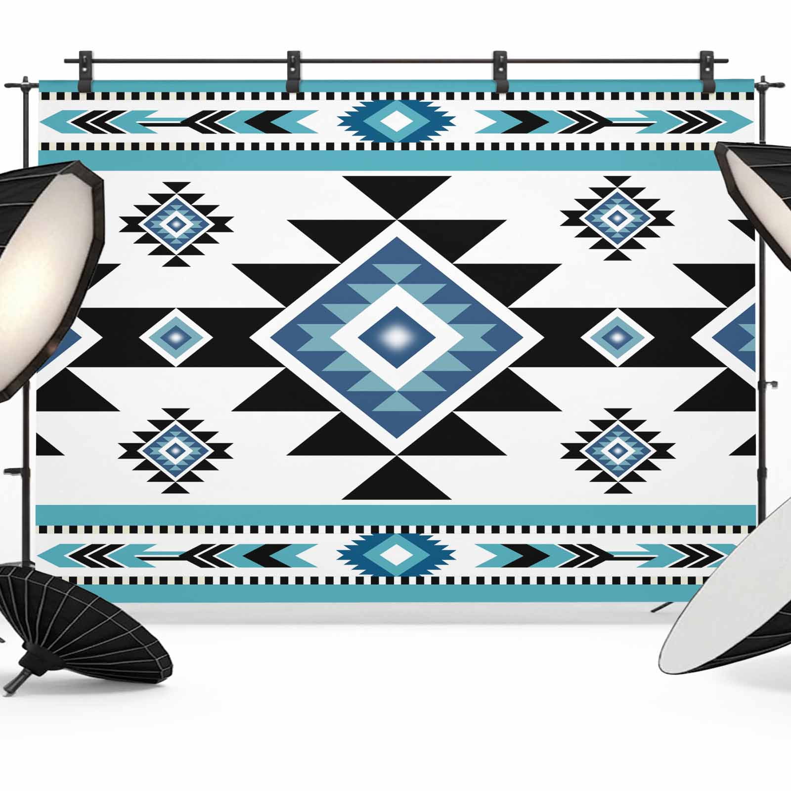 Blue Aztecs Backdrop for Photography,Fabric Photo Background Backdrop ...