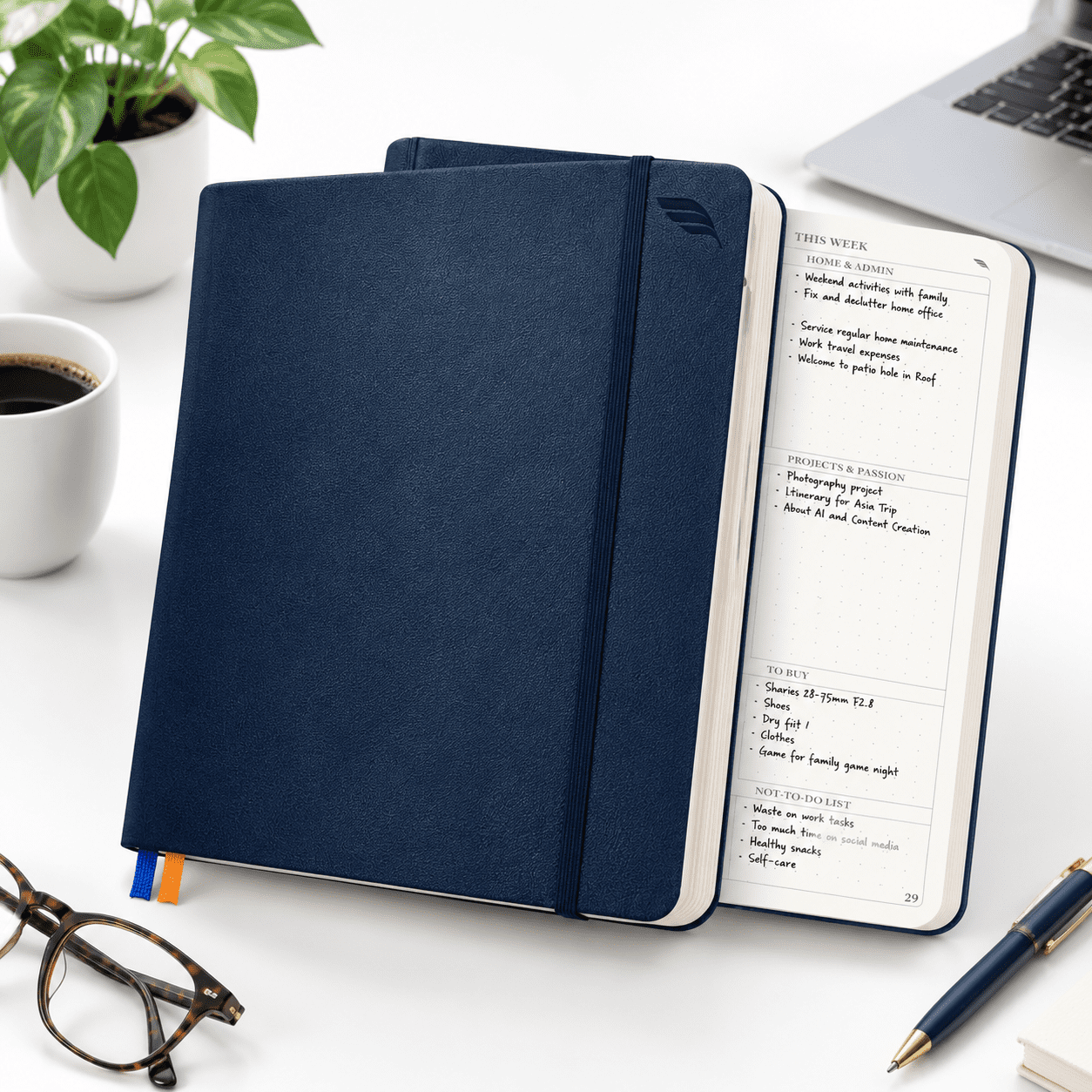 Blue B5 Softcover Undated 6-Month Daily Weekly Monthly Productivity ...