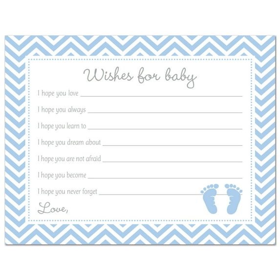 Blue Baby Feet Baby Shower Wishes for Baby Cards - 48 count