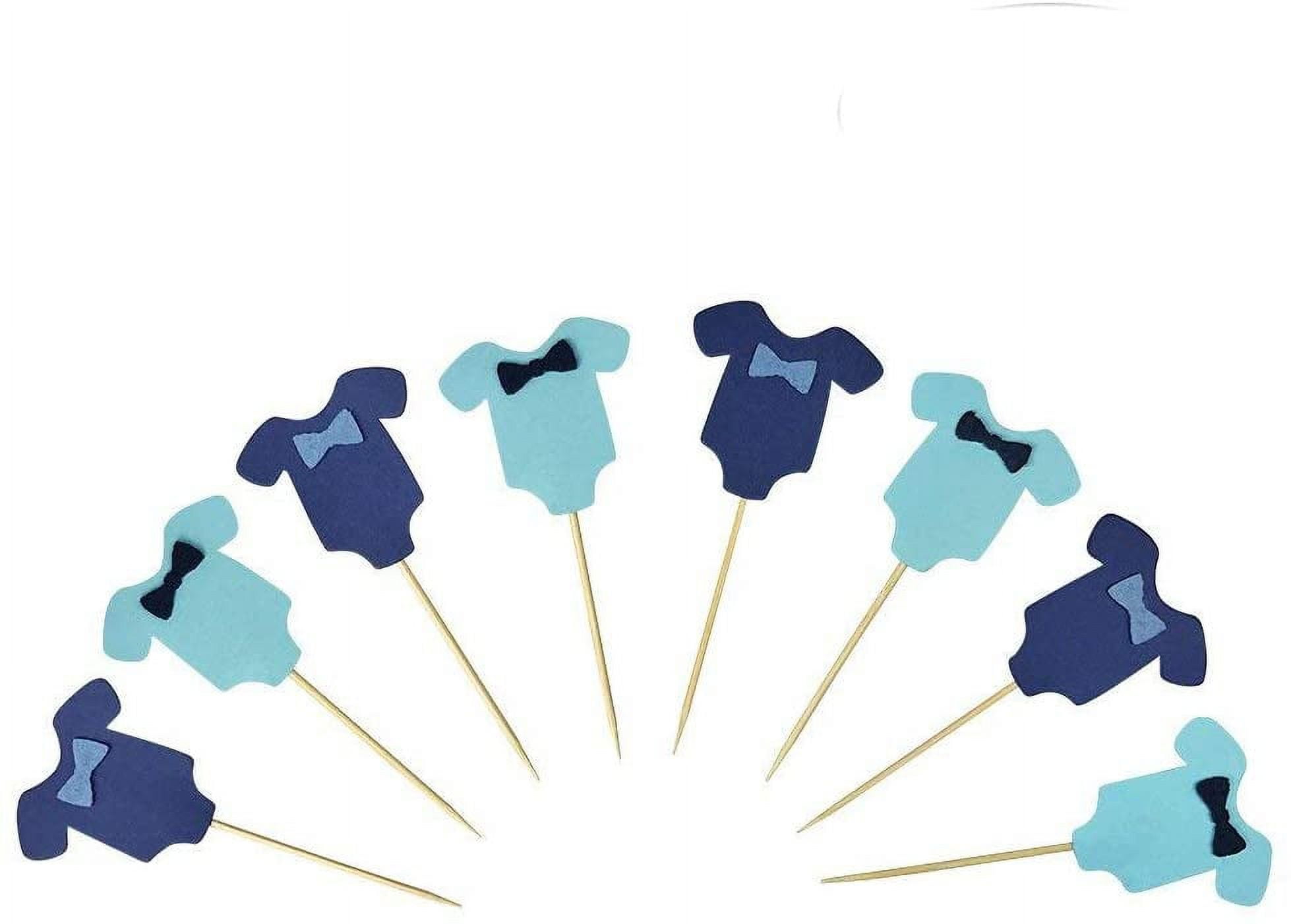 Blue Baby Jumpsuits Baby Shower Cake Cupcake Toppers Picks for Birthday