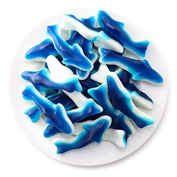 Blue Baby Sharks Gummy Candy, Fantastic Gummy Sharks, Blue Raspberry Flavor Bulk 1 lb
