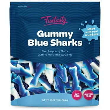 Blue Baby Sharks Gummy Candy, Fantastic Gummy Sharks, Blue Raspberry Flavor Bulk 2 lbs