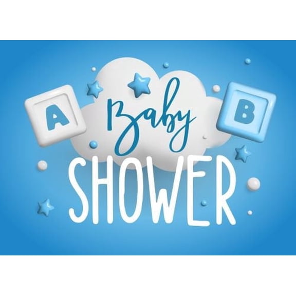 Blue Baby Shower with Clouds & Stars Edible Icing Image Cake Topper, by Tnct.