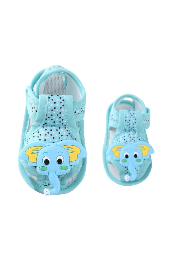 Blue Baby Walking Shoes With Cloth Upper And Rubber Sole Featuring A Soft Sole For First Steps And Summer Play