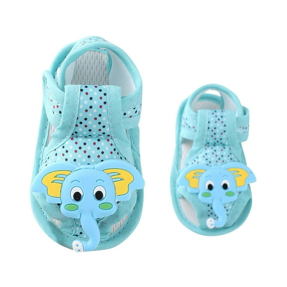 Blue Baby Walking Shoes With Cloth Upper And Rubber Sole Featuring A Soft Sole For First Steps And Summer Play