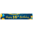 thumbnail image 1 of Blue Backdrop Banner with Golden Glittery Happy 16th Birthday Text Balloons Stars and Gift Elements Birthday Party Decoration Photography Props Party Supplies Backdrop Decorations, 1 of 8