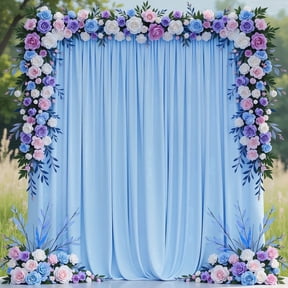 VGMiu Backdrop Curtain for Wedding Parties Blue 10 x 10FT Photo Polyester Backdrop Drapes for Wedding Photoshoot Baby Shower Birthday 2 Panels 5x10FT
