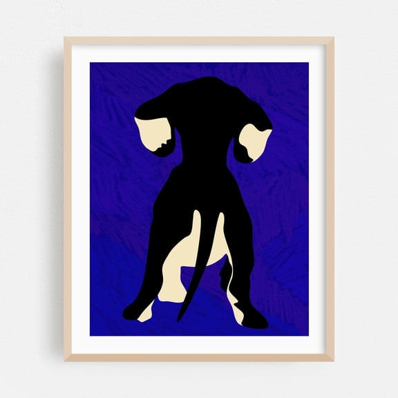 Blue Backdrop - India Illustration Abstract Modern Art Surrealism Minimalist Geometric Pop Art Psychedelic Oak Framed Wall Art Print 9 x 12 inches