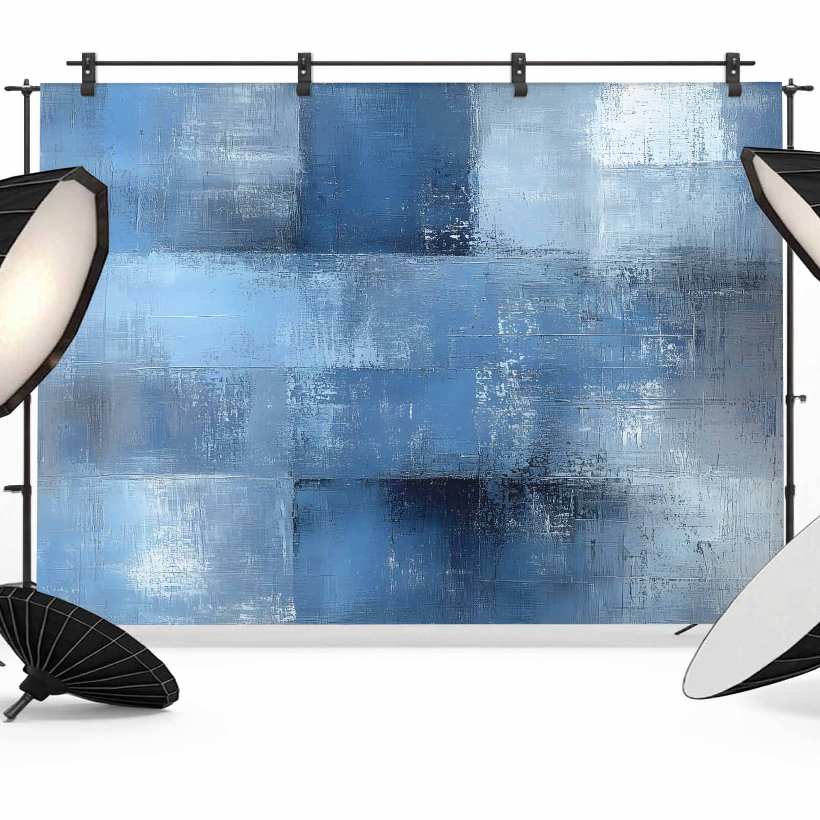 Blue Backdrop for Photography,Fabric Photo Background Backdrop,Ombre Oil Painted Retro Abstract Art Modern Photo Booth Background for Portrait Photoshoot Video Wedding Studio Decoration Banner 7x5ft