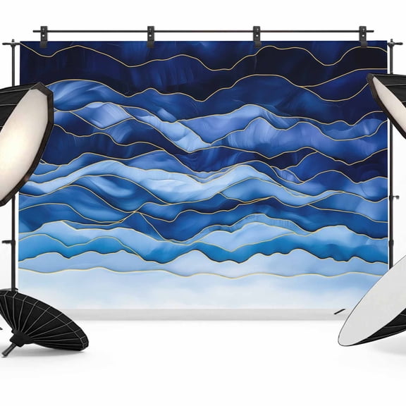 Blue Backdrop for Photography, Gradient Ripple Abstract Photo Backdrop Portrait Background Party Banner Photo Backgrounds for Studio Booth Props, 10x8ft