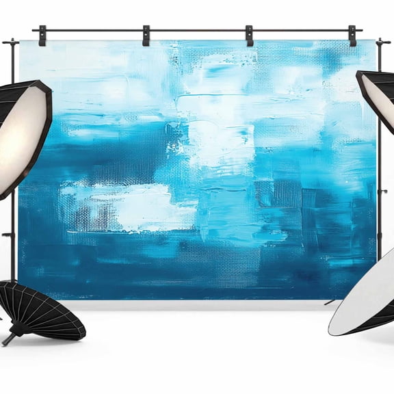 Blue Backdrop for Photography, Abstract Oil Painting Photo Backdrop Portrait Background Party Banner Photo Backgrounds for Studio Booth Props, 7x5ft